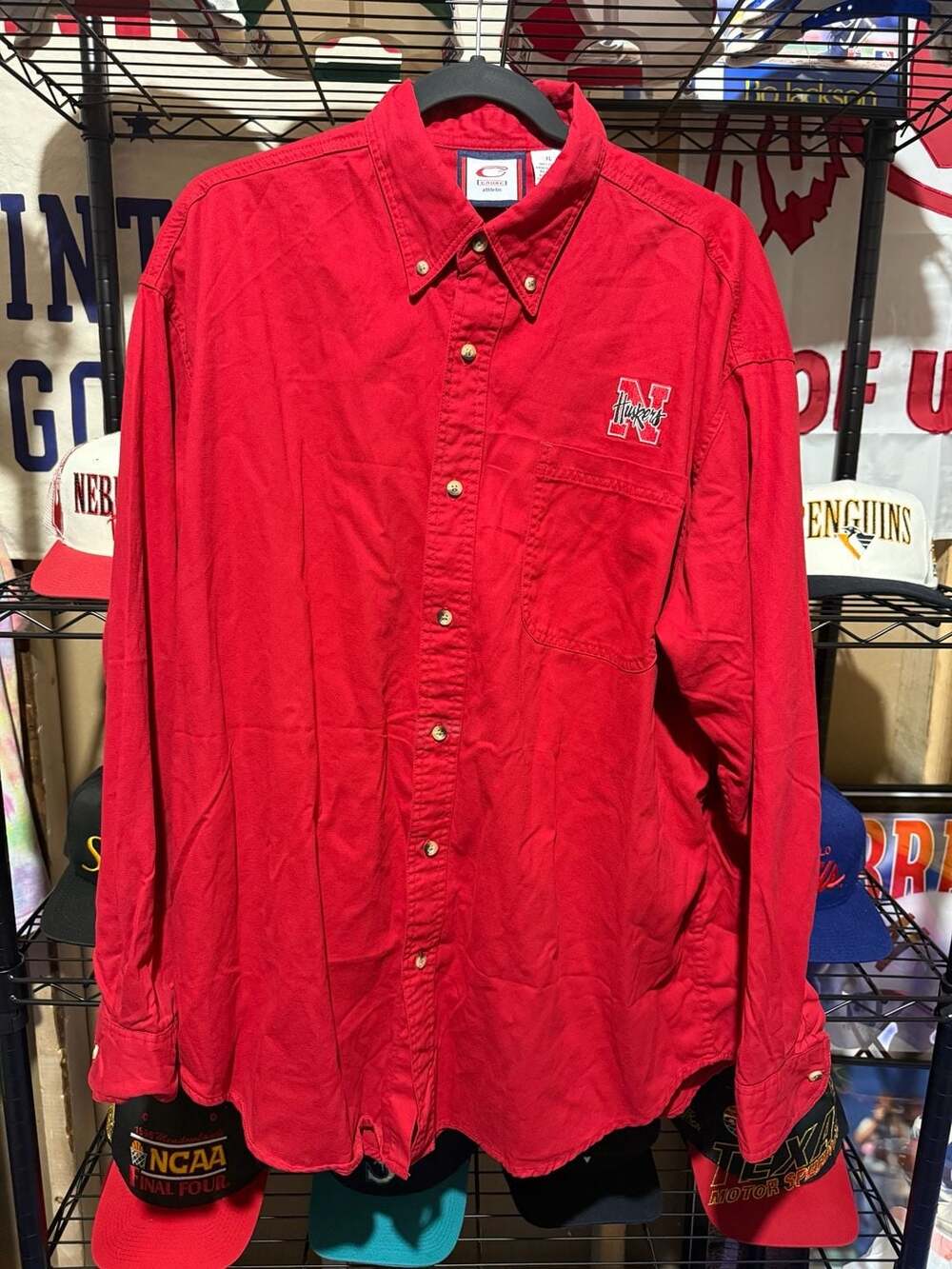 Cadre Athletic Nebraska Cornhuskers Red Long Sleeve Button Up Shirt XL
